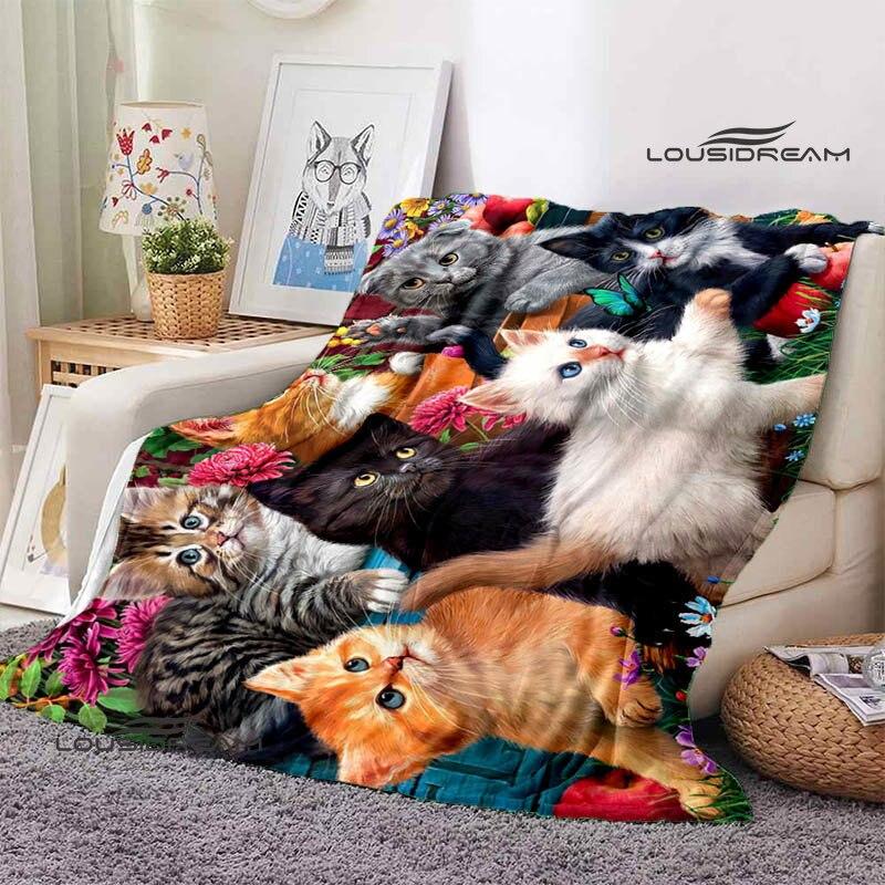 3D-Decke mit Katzendruck, modisch, hält die Decke warm. Flache Zutaten, weich und bequem, Heimreisebettdecke, Geburtstagsgeschenk