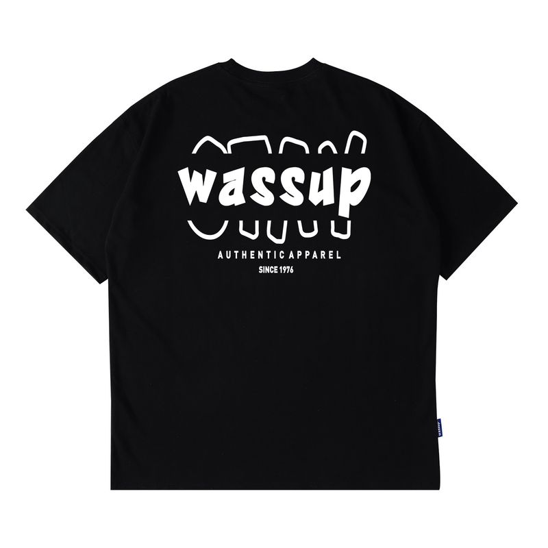 Wassup Heods Casual Short-Sleeved T-shirt Men's Country Trendy Word Flower Summer Pure Cotton Couple T-shirt