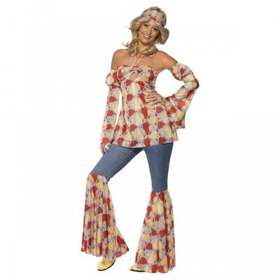 Smiffys Damen Hippie Vintage Kostüm Set 70er Jahre