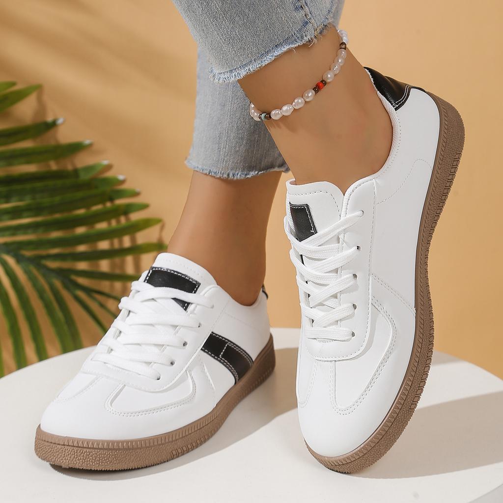 Summer New Women's Vulcanized Shoes Round Head Lace Sports and Leisure Shoes Fashionable and Versatile Women's Shoes