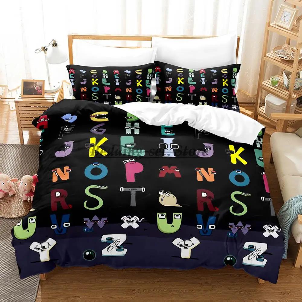 2023 Alphabet Lore Bettwäsche-Set Einzelbett Twin Full Queen King Size Bettwäsche-Set für Erwachsene Kinder Schlafzimmer Bettbezug-Sets Anime Bettwäsche-Set