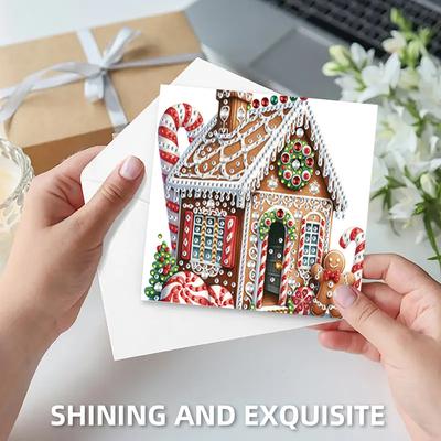 6PCS DIY Diamond Painting Greeting Card Set Xmas Pattern Rhinestone Diamond Art Mosaic Postcards Congratulations Cards & Gifts