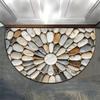 Neutral Natural Pebble Half Round Bath Mat, Non‑Slip Water Absorbent Minimalist Bathroom Floor Rug