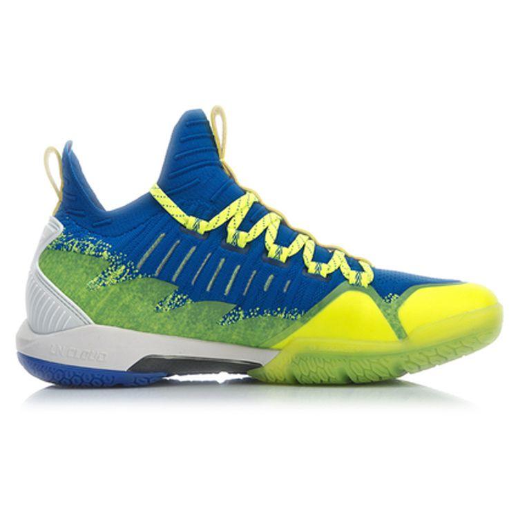 Li-Ning Cool Shark Prodyšné Odpružení Badmintonové Boty Unisex Boty Modrá Zelená AYZP005-2