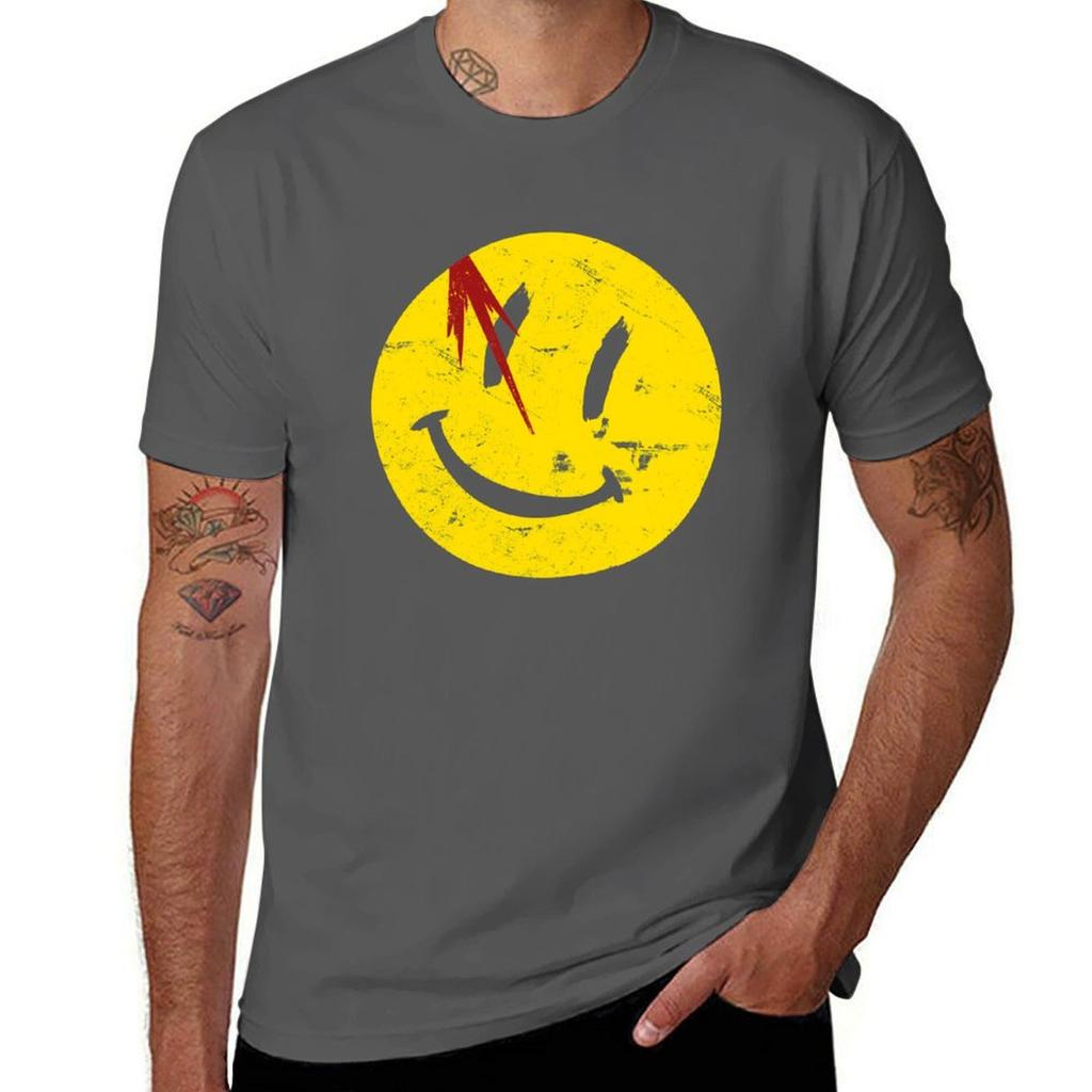 Watchmen Symbol Smile Vintage T-Shirt Summer Tops Sports Fans Mens T Shirts