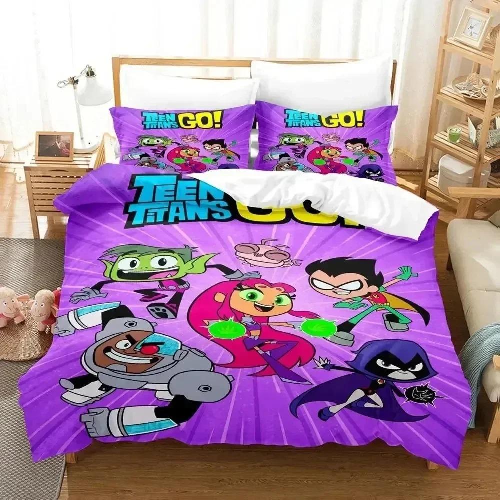 Stampa 3D Cartone Animato Titani Teen Go Set Biancheria da Letto Copripiumino Set Letto Coperta Federa King Queen Size Ragazzi Adulti