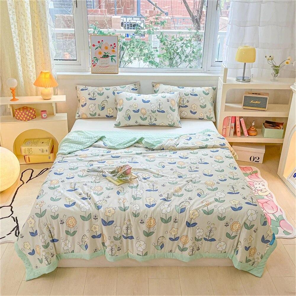 Cotton Summer Quilt Home Sofa Thin Air Conditioning Throw Blanket Soft Office Nap Blanket Bedroom Nap Home Decoration Bed Cover