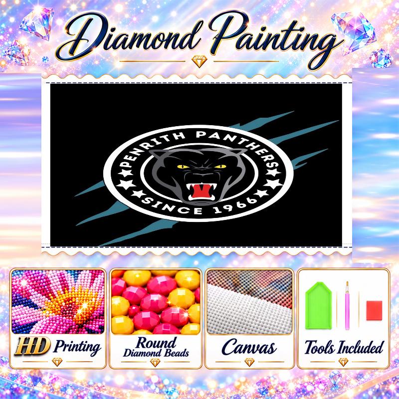 Penrith Panthers Diamond Painting Kit 5D Full Drill DIY Diamond Mosaic Wall Art Home Decor