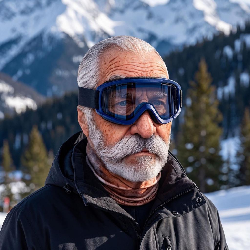 Maschera da Sci Unisex Novità Faccia da Vecchio, Divertente Stampa 3D Integrale Invernale, Occhiali da Sole Non Inclusi