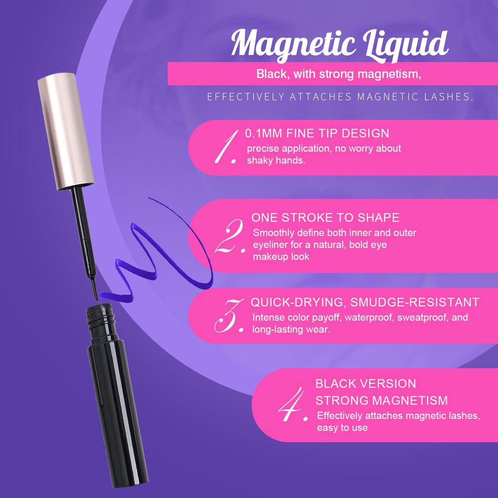 New Invisible Magnetic Eyeliner Liquid False Eyelashes - Celebrity Recommended, No Sagging, Easy To Wear