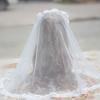 Vintage Brides Lace Veil Headdress Black White Lolita Veil for Outdoor Occasions