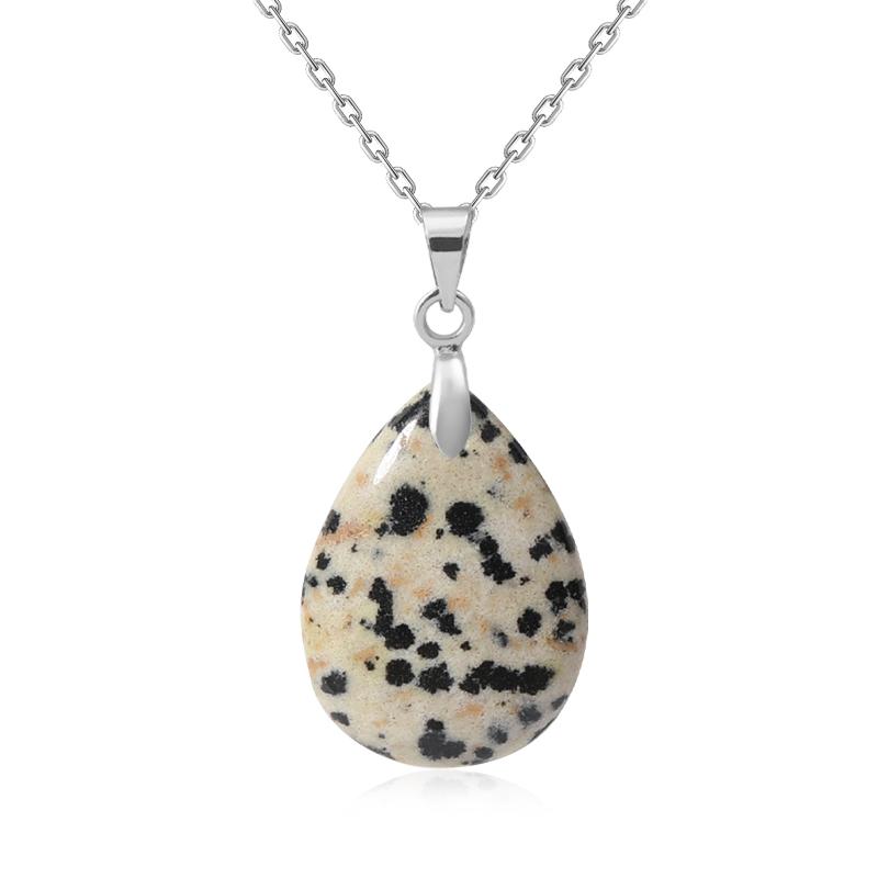 New Fashion Natural Stone Crystal Pendant Teardrop Simple Pendant Necklace Earrings Making Jewelry With Chain Collar
