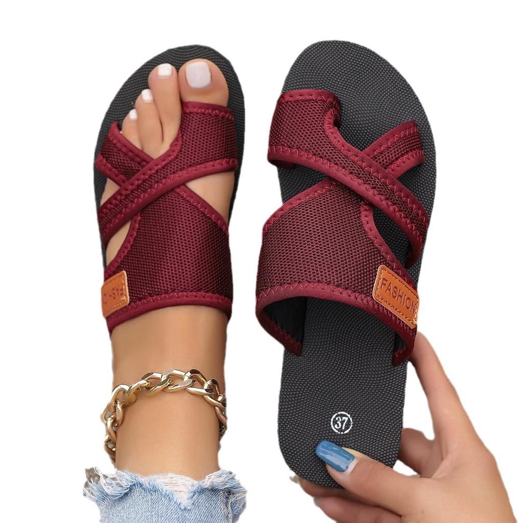 Fashion Breathable Mesh Fish Mouth Cover Toe Slippers Non-slip Wear-resistant Soft Bottom Beach Women's Slippers