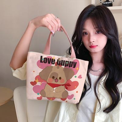 Canvas Bags Handbag For Women Shopper Cute Cat Tote Bag With Snap Button Designer Bag Japanese Style Cartoon Small Shoulder