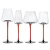 Red Stem Wine Glass Set, Hand-Blown Crystal Burgundy Glasses for Red Wine & Champagne