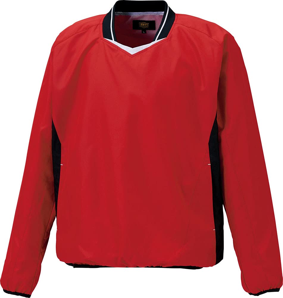 

ZETT Baseball Long Sleeve Red x Black Size BOV331 V-Neck Jumper, (6419A), S,