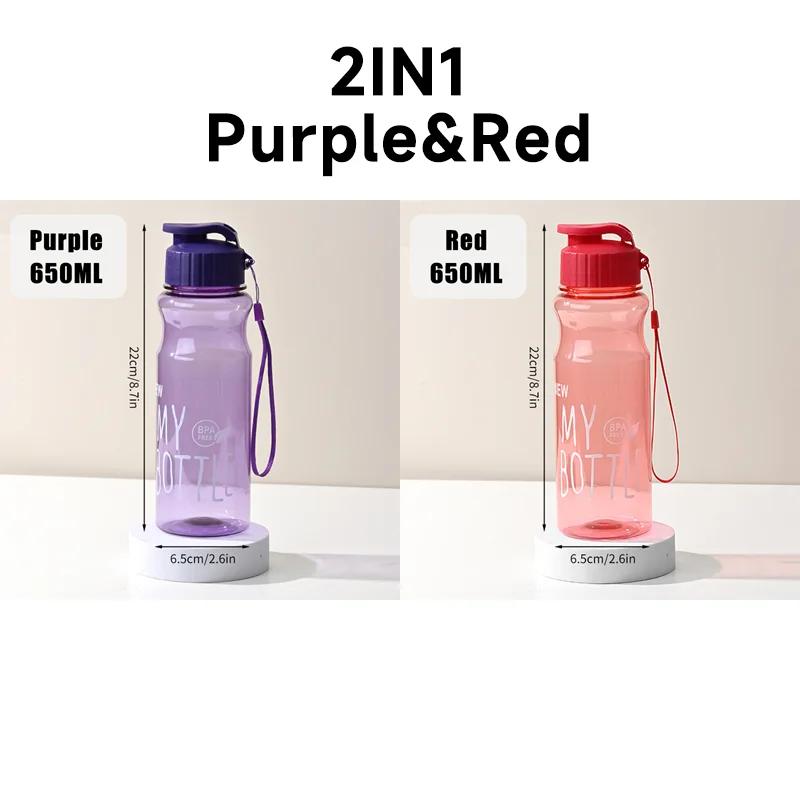 650ml Outdoor Large-capacity Sports Water Bottle Color Transparent PET Cold Water Cup Space Water Bottle Advertising Plastic Cup