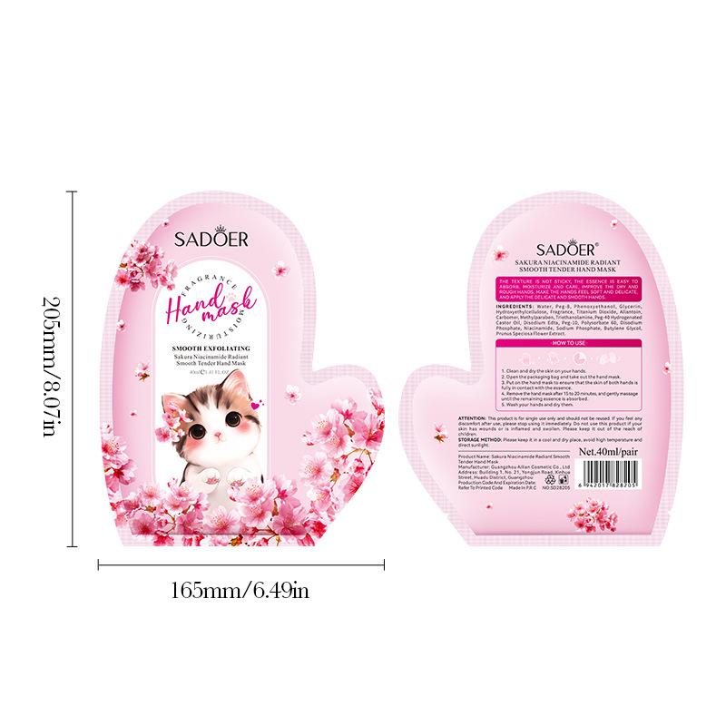 3pcs Sakura Hand Mask 40ml Niacinamide Hydrating Moisturizing Shiny Smooth Hand Mask Skin Care Products