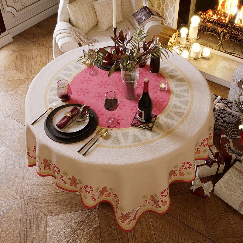 Hochwertige Weihnachts- und Neujahrs-Rundtischdecke für Ess- und Kaffeetische