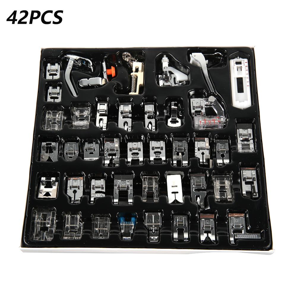 

42pcs Domestic Sewing Machine Parts Foot Presser Foot Rolled Hem Feet Elastic Cord Band Fabric Stretch DIY Sewing Accessories чёрный