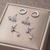 3-Piece Silver Gold Plated Earring Sets For Women Dainty Stud Huggie Hoop Earrings For Multiple Piercing Hypoallergenic Jewelry