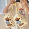 Cute Cartoon Dog Polka Dot Canvas Bag Large-capacity Portable Cosmetic Storage Bags for Travel Makeup Organizer Handbag for Girl