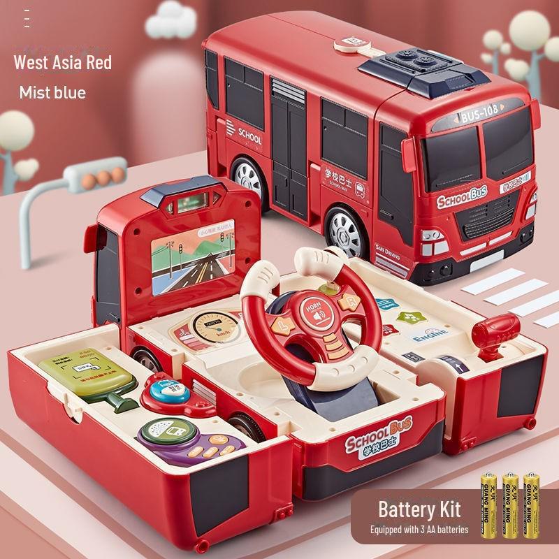 Baolexing 5811 Children's Educational Steering Wheel Toy - Transformable Bus Design for Boys