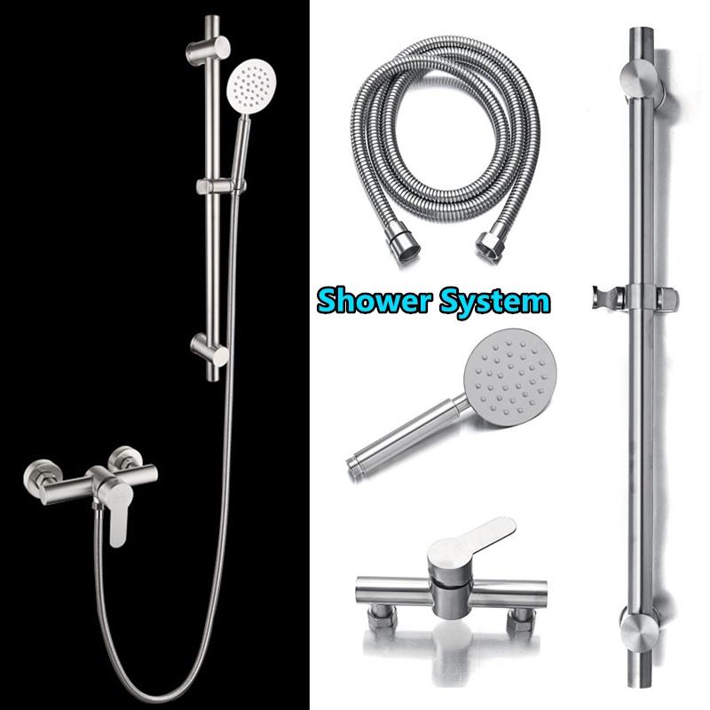 Adjustable Stainless Shower Slider Riser Rail Bar Set Modern Head Hose Holder Adjustable Stainless Shower Slider Riser Rail Bar Set Modern Head Hose Holder