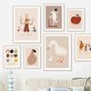 Dog Goose Rabbit Bear Fox Mouse Wildflower Cartoon Poster Wall Art Canvas Painting And Prints Wall Pictures Baby Kids Room Decor (with frame)