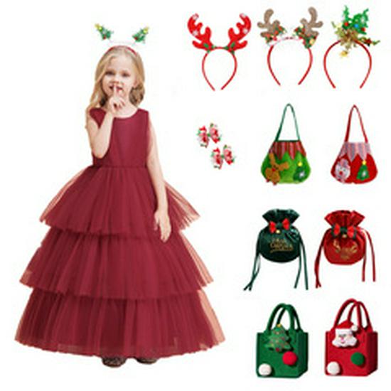 European & American Christmas Girl's Sequin Mesh Princess Dress - Long Evening & Birthday Gown