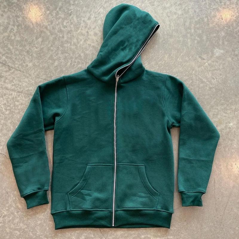 Men's Solid Color Full Zip Hoodie Sweatshirt