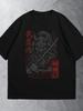 Oversized Y2K T-shirt with Anime Samurai Print