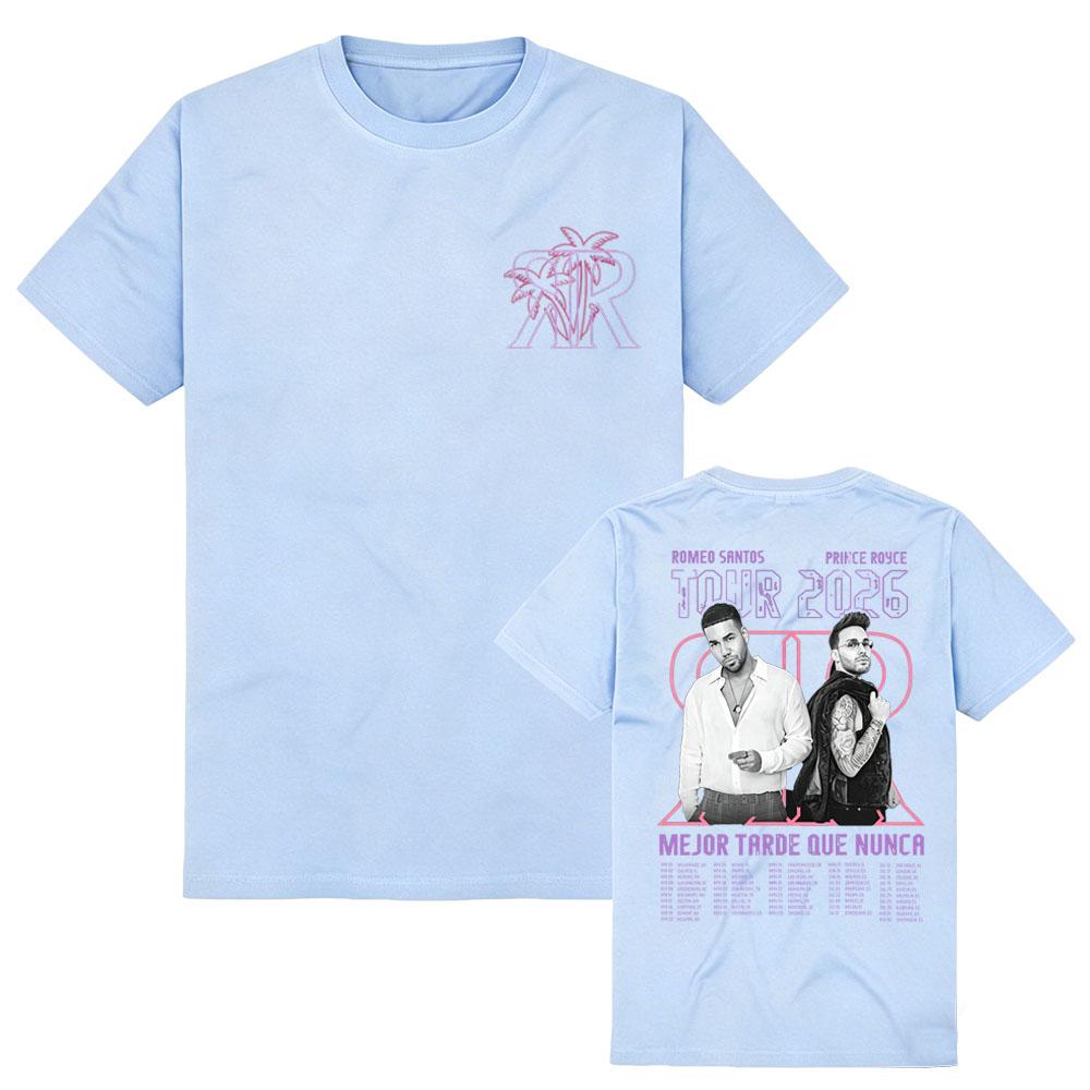 Romeo Santos y Prince Royce BLTN 2026 Tour Camiseta con Foto Collage Vintage Cuello Redondo Algodón de Alta Calidad para Verano Adulto Unisex