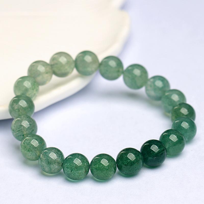 Hongchu Crystal Natural Gradient Green Strawberry Quartz Bead Bracelet Ice-style gradient strawberry crystal bracelet