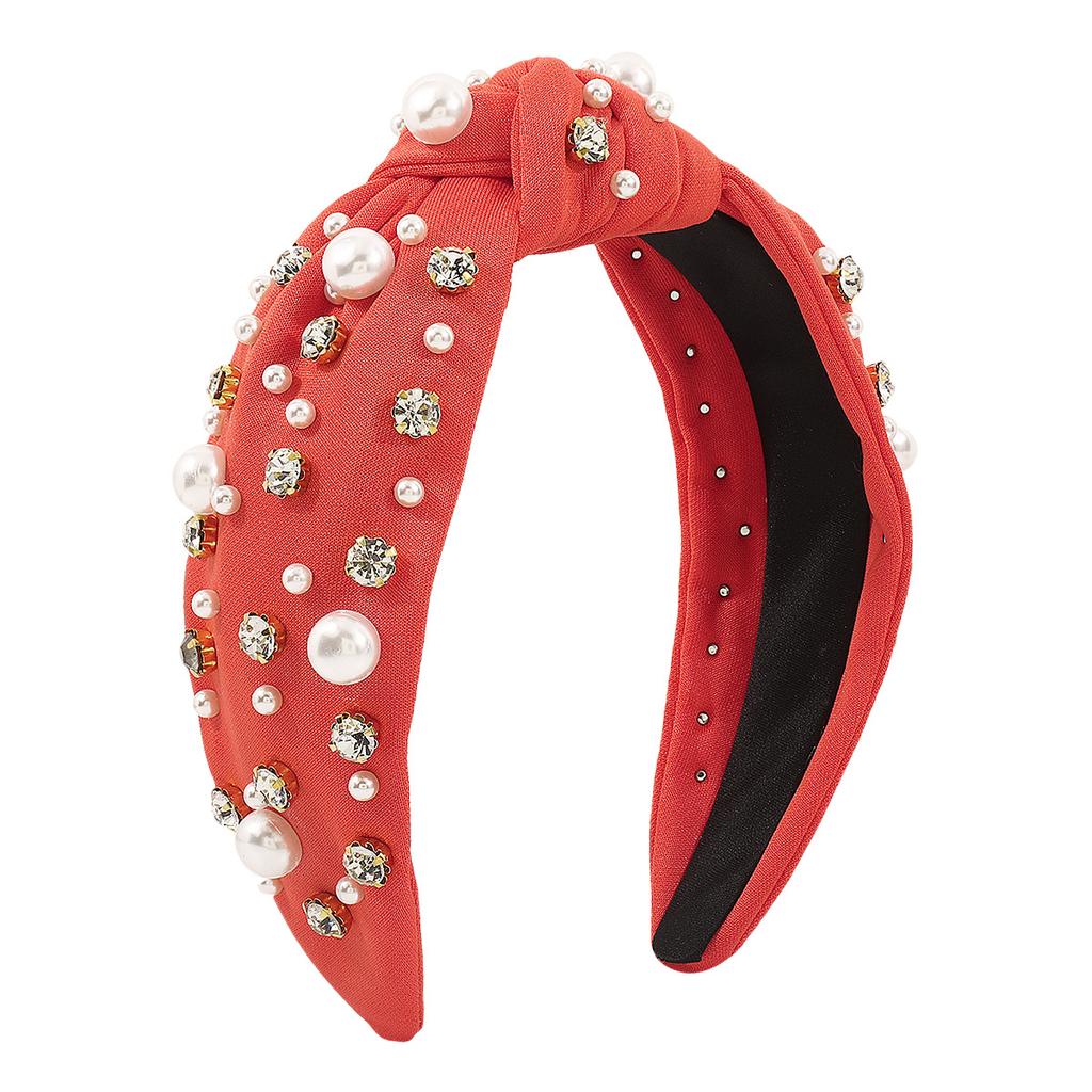 Fascia per Capelli Elastica Vintage Lusso Moda Barocca Strass Perla Nodo Spugna Fascia per Capelli Donna Bellissimi Accessori per Capelli