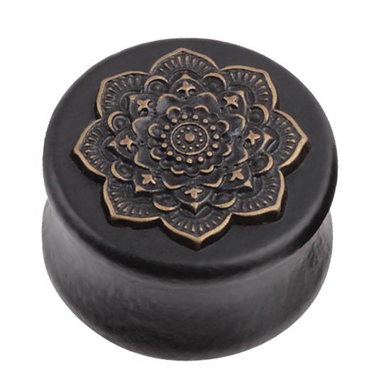 

1 шт., винтажный женский расширитель для ушей с цветком мандалы, двойной расклешенныйЮвелирные изделия для пирсинга 10 mm чёрный