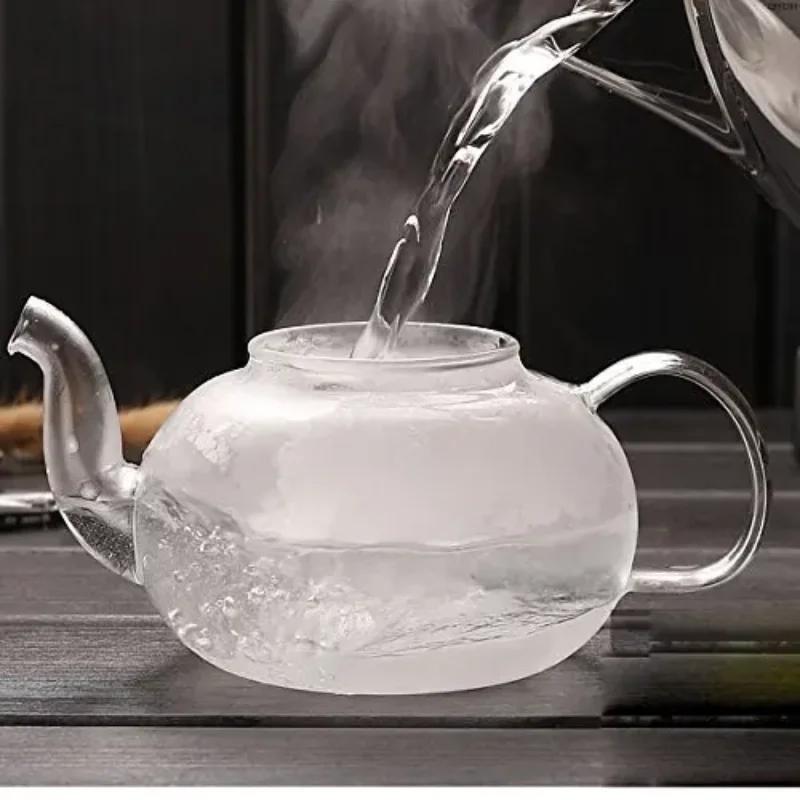 Högkvalitativ Värmebeständig Glas Tekanna Värmebeständig Förtjockad Glas Tekanna med Filter Uppvärmd Glas Teservis