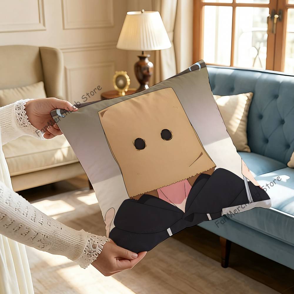 TTamon  Anime Fukuhara Pillow Covers Cartoon Sofa Decorative Home Doublesided Printing Short Plush Cute Cushion Cover
