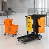 Cleaning Cart: Wheels, 3 Shelves, 70L Bag, Bucket with Wringer.