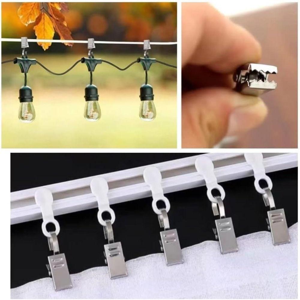 50 Stück Robuste Vorhanghaken aus Eisen Langlebige Vorhanghaken-Clips Edelstahl-Vorhangclips Fenster