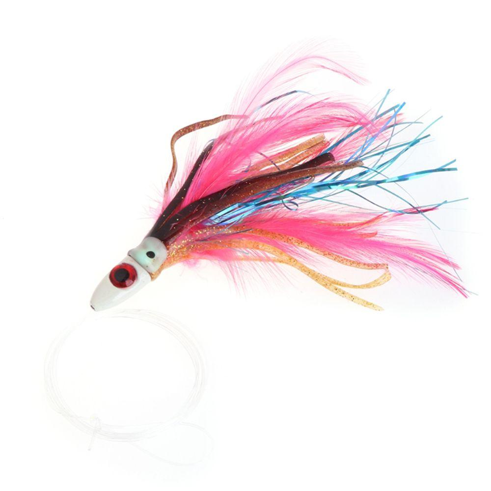 Fishing Tackle Squid Skirt Feather Lure long tail  String hook Tied up Saltwater Octopus Bait