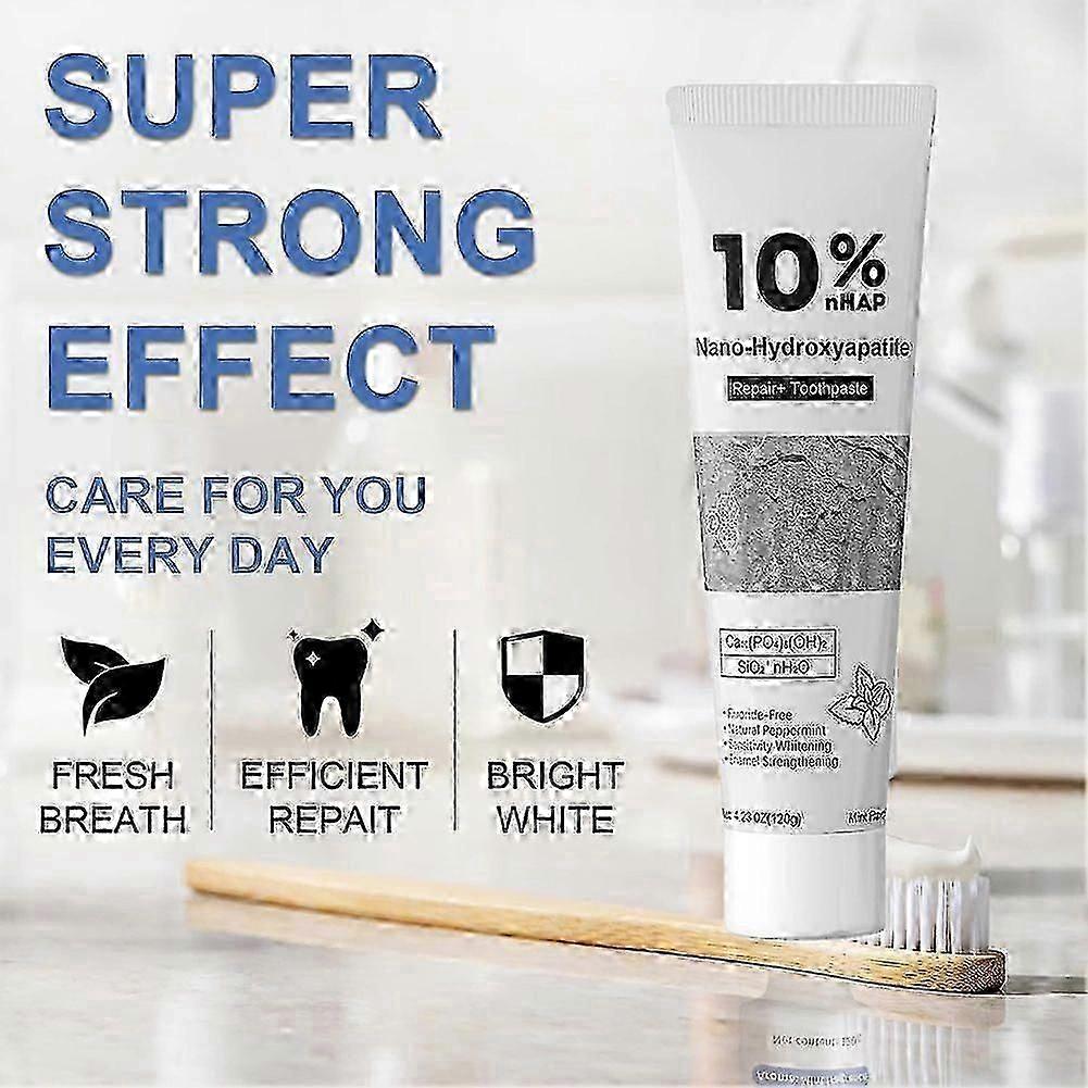 10% nHAP Nano Hydroxyapatitová zubní pasta pro citlivé zuby - Pokročilá oprava skloviny Bez fluoridu a bělící formule, Příchuť svěží máty