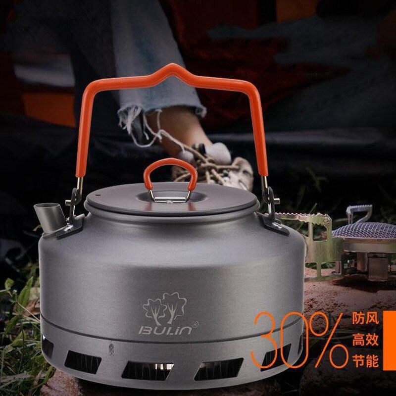 1.1/1.6L Outdoor Camping Hiking Portable Kettle Collector Heat Ring Coffee Water Kettle Teapot Windproof Camping Cookware