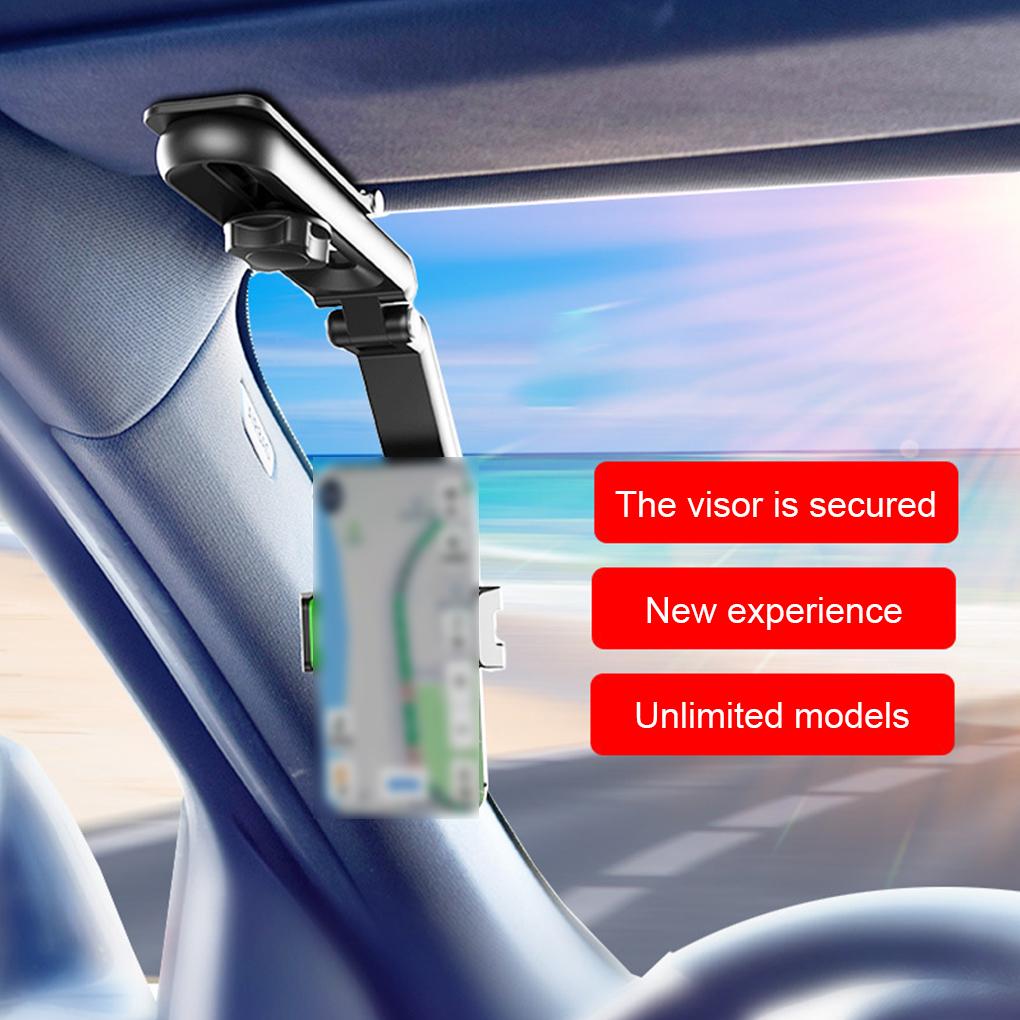 ABS Car Mounted Multifunctional 360 ° Rotating Sunshade Phone Holder Compatible With Various Types Grey