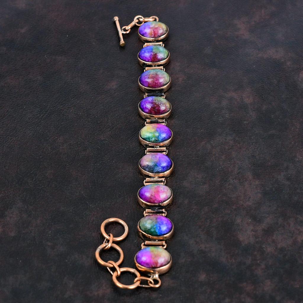 Rainbow Solar Quartz Druzy Bracelet Copper Bracelet Adjustable Chain Bracelet Gemstone Copper Jewelry Handmade Bracelet Anniversary Gifts