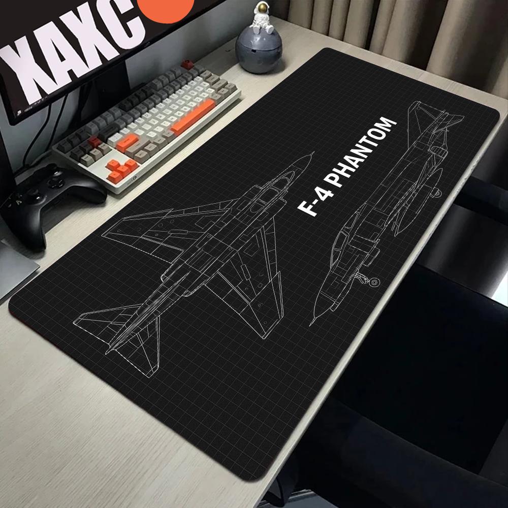 HYBXAXC F22 Fighter Jet Blueprint Mouse Pad Large Computer Office Game Table Mat Rubber Anti-slip Keyboard Mousepad Long DeskPad