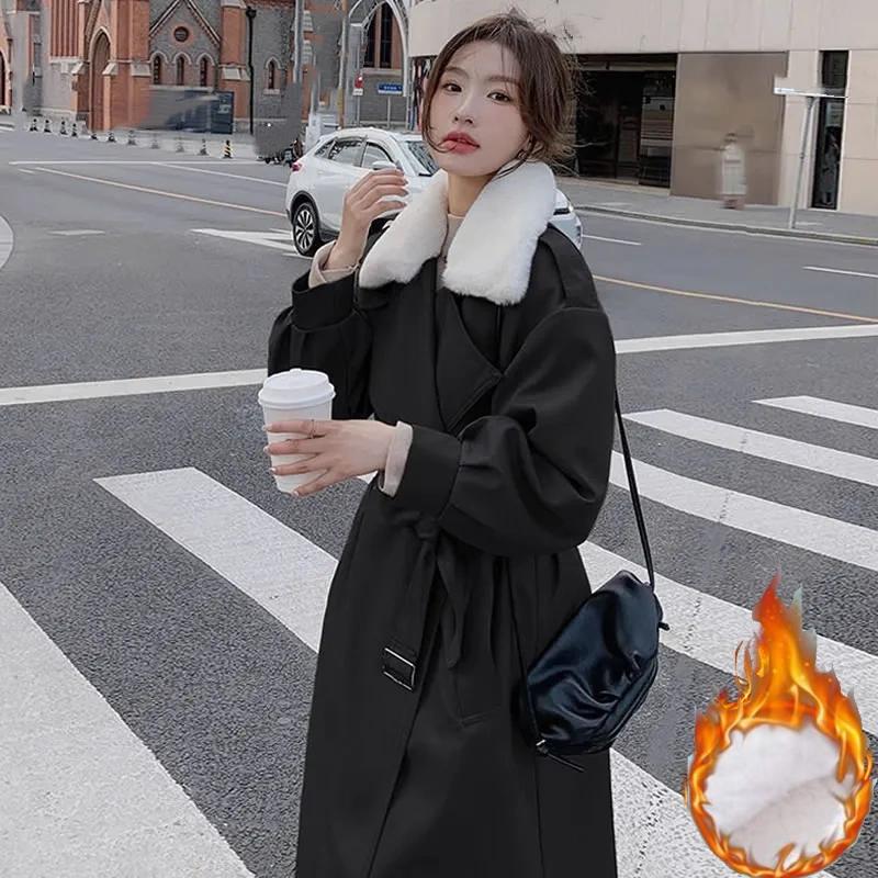 Plus Velvet Thick Windbreaker-style Jacket Women's Long Winter Cotton-padded Jacket Cotton-padded Jacket Trend