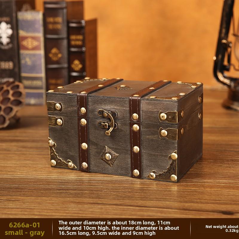 European Retro Wooden Lock Storage Box Home Storage Box Wooden Box Decorative Ornament Secret Room Escape Prop Box