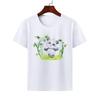 Cute Giant Panda Cartoon Tshirt for Boy Girl Summer round Neck Modal Cat Short Sleeve ParentChild Top Kids Clothing