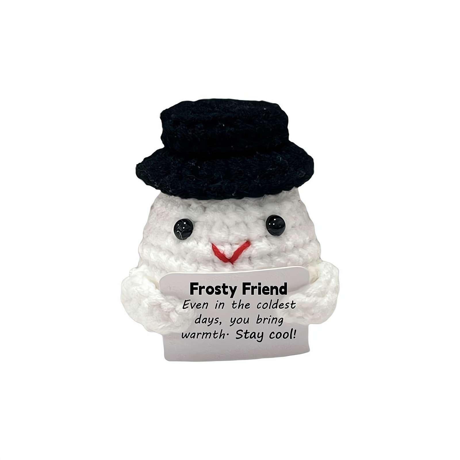 

Забавная вязаная игрушка Санта-Клаус с позитивной открыткой, креативная милая вязаная крючком кукла поднимет настроение, поднимет настроение друзьям, поощрит на день рождения One Size